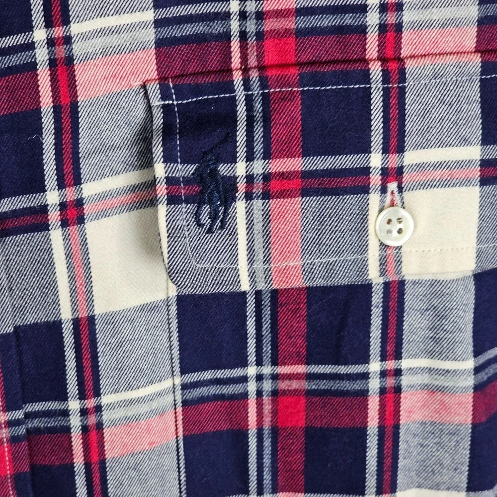 Polo Ralph Lauren Flannel Shirt Mens Large Plaid Long Sleeve Collared‎ Button-Up